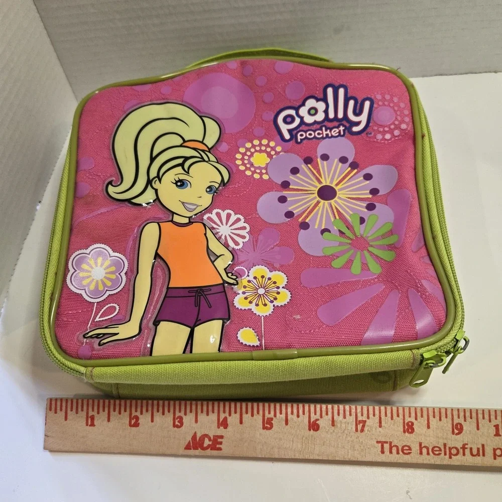 Polly‎ Pocket Pink and Chartreuse Lunchbox Doll Case 2007 EUC